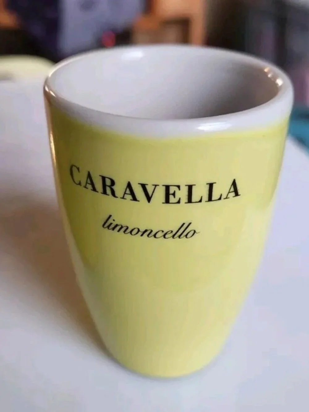 2 Caravella Limoncello Liqueur Yellow Ceramic Double Shot Glasses Italy Lemon